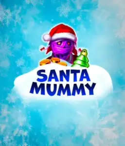  Experience the whimsical "Santa Mummy" slot game by Belatra, highlighting a Santa-clad mummy decked out in festive holiday attire. This colorful image portrays the mummy with a bright purple hue, wearing a Santa hat, against a backdrop of snowy blue and icy snowflakes. The game's title, "Santa Mummy," is clearly shown in large, icy blue letters.