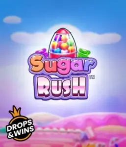 Dive into the sweet world of Sugar Rush by Pragmatic Play, with a vibrant candy dispenser on a whimsical background of candyland. This graphic portrays the playfulness of the game, highlighted with bright candies and charming typography. Great for players seeking a sweet adventure, delivering a delightful gaming experience. 